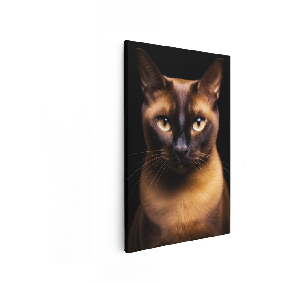Artaza Canvas Schilderij Katten - 20x30 cm - Wanddecoratie Dierenkop - Muurdecoratie Bruine Kat - Schilderijen Op Canvas - Zwart afbeelding 1