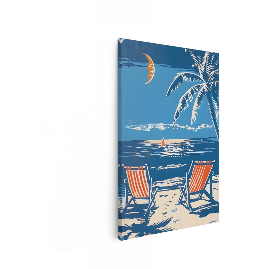 Artaza Canvas Schilderij Strand - 80x120 cm - Wanddecoratie Zee - Muurdecoratie Palmboom - Vintage Schilderijen Op Canvas Artaza Canvas Schilderij Strand - 80x120 cm - Wanddecoratie Zee - Muurdecoratie Palmboom - Vintage Schilderijen Op Canvas afbeelding 1