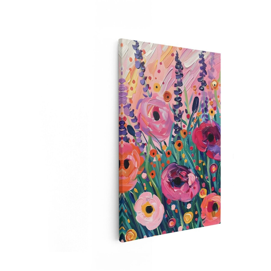 Artaza Canvas Schilderij Bloemen - 40x60 cm - Wanddecoratie Kleurrijk Schilderij - Muurdecoratie Abstract - Decoratie Woonkamer afbeelding 1