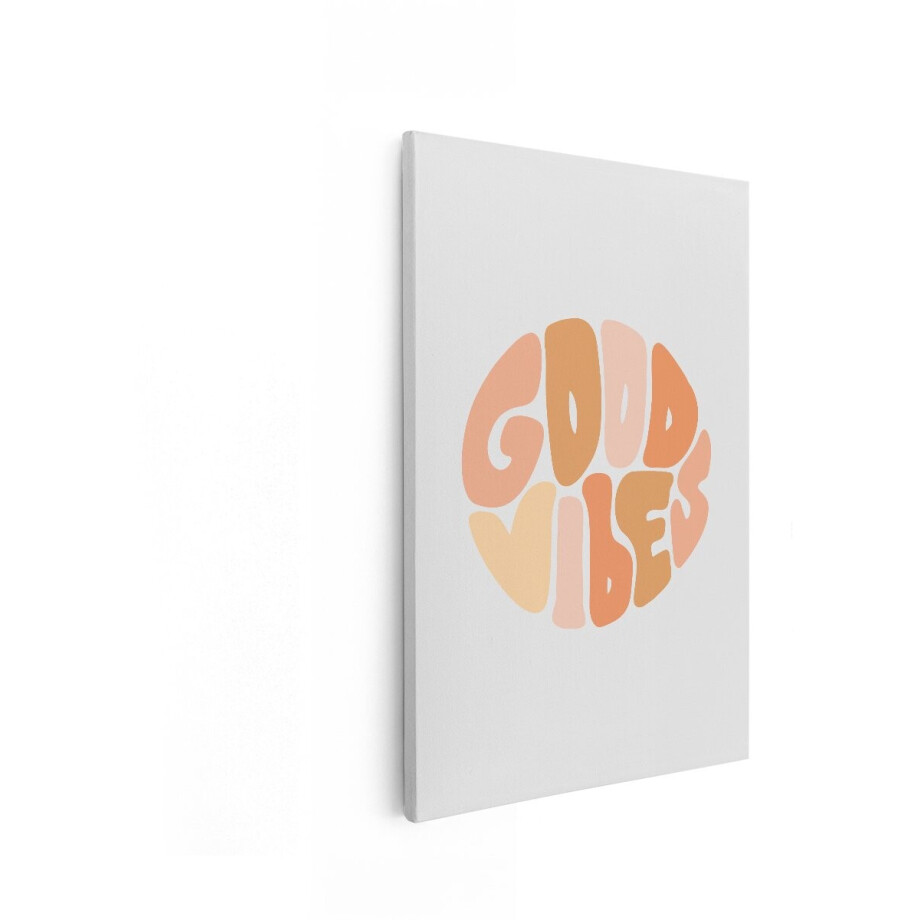 Artaza Canvas Schilderij Good Vibes - 40x60 cm - Boho Wanddecoratie Retro - Muurdecoratie Tekst - Decoratie Terracotta Tinten Artaza Canvas Schilderij Good Vibes - 40x60 cm - Boho Wanddecoratie Retro - Muurdecoratie Tekst - Decoratie Terracotta Tinten afbeelding 1