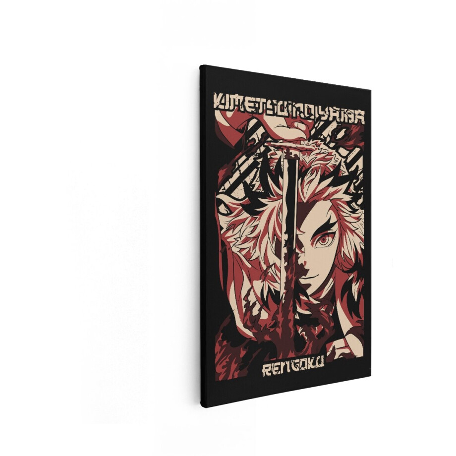 Artaza Canvas Schilderij Kyojuro Rengoku Demon Slayer Anime Kunstposter - 80x120 cm - Groot - Wanddecoratie Woonkamer - Schilderijen - Muurdecoratie afbeelding 1
