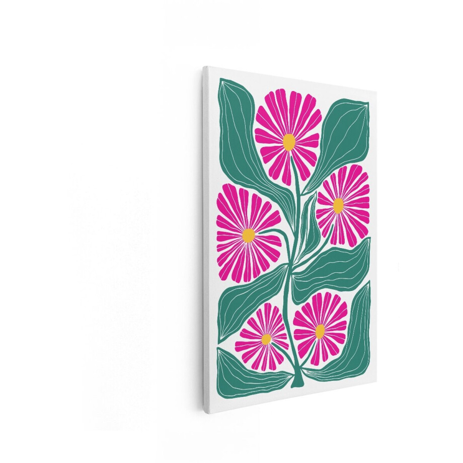 Artaza Canvas Schilderij Roze Bloemen - 20x30 cm - Wanddecoratie Bohemian - Muurdecoratie Abstract - Boho Schilderijen Op Canvas afbeelding 1