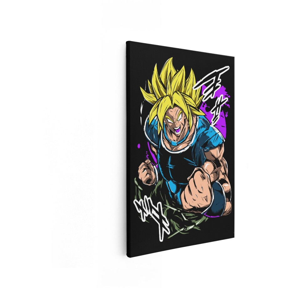 Artaza Canvas Schilderij Anime Krijger Dragon Ball - 60x90 cm - Wanddecoratie Jongenskamer - Muurdecoratie Goku - Schilderijen Op Canvas afbeelding 1