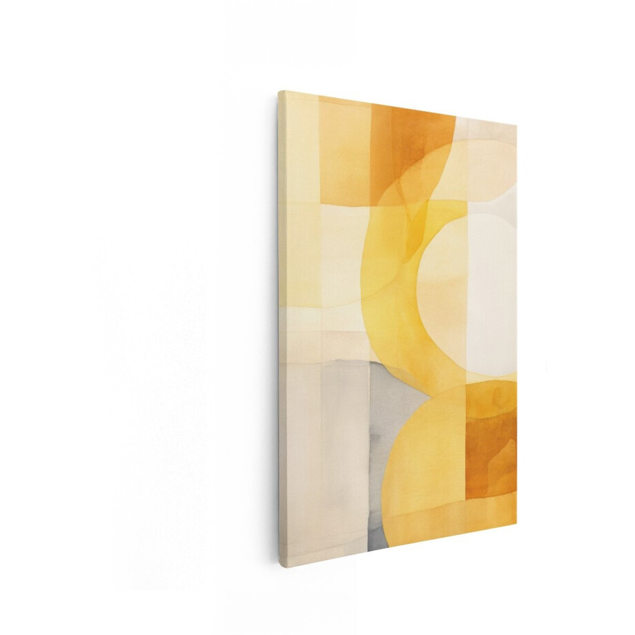 Artaza Canvas Schilderij Abstract - 60x90 cm - Wanddecoratie Modern - Muurdecoratie Aquarel - Decoratie Woonkamer - Geel afbeelding 1
