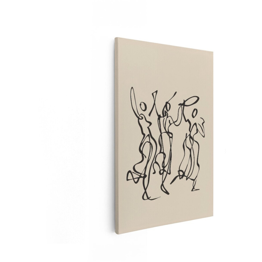 Artaza Canvas Schilderij Abstract - 40x60 cm - Wanddecoratie Line Art - Muurdecoratie Dansende Figuren - Decoratie Zwart Beige Artaza Canvas Schilderij Abstract - 40x60 cm - Wanddecoratie Line Art - Muurdecoratie Dansende Figuren - Decoratie Zwart Beige afbeelding 1