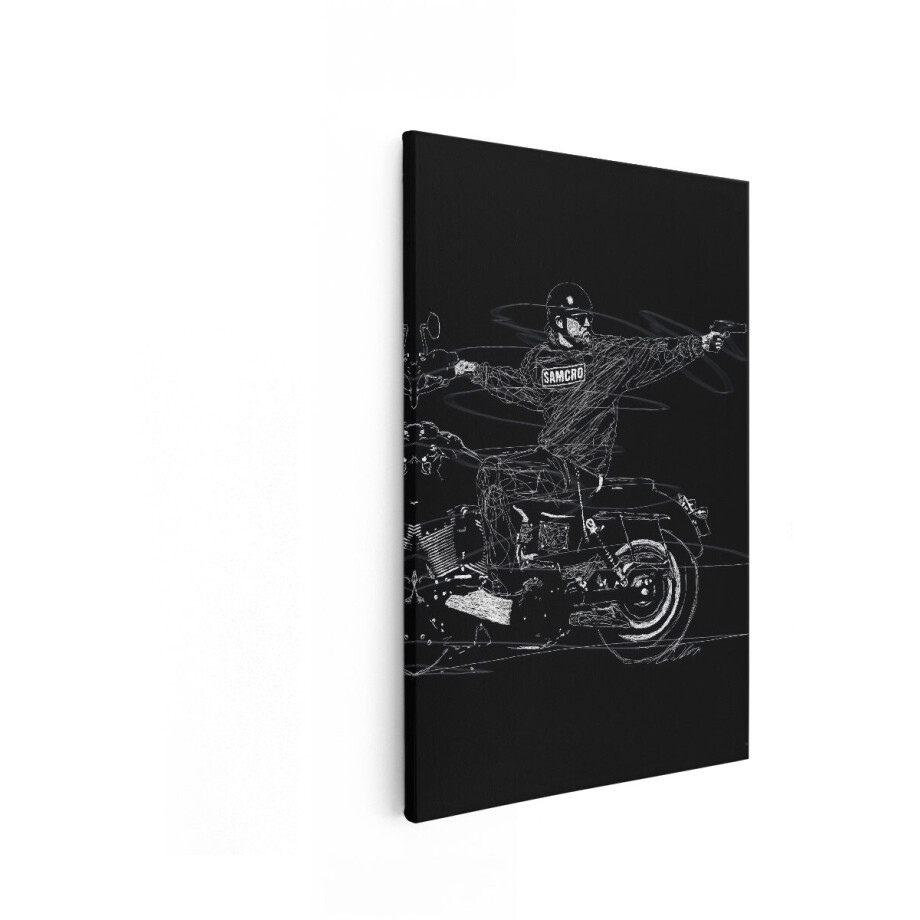 Artaza Canvas Schilderij Motor Serie Sons Of Anarchy - 40x60 cm - Wanddecoratie Samcro - Muurdecoratie Zwart Wit - Line Art Schilderijen Artaza Canvas Schilderij Motor Serie Sons Of Anarchy - 40x60 cm - Wanddecoratie Samcro - Muurdecoratie Zwart Wit - Line Art Schilderijen afbeelding 1