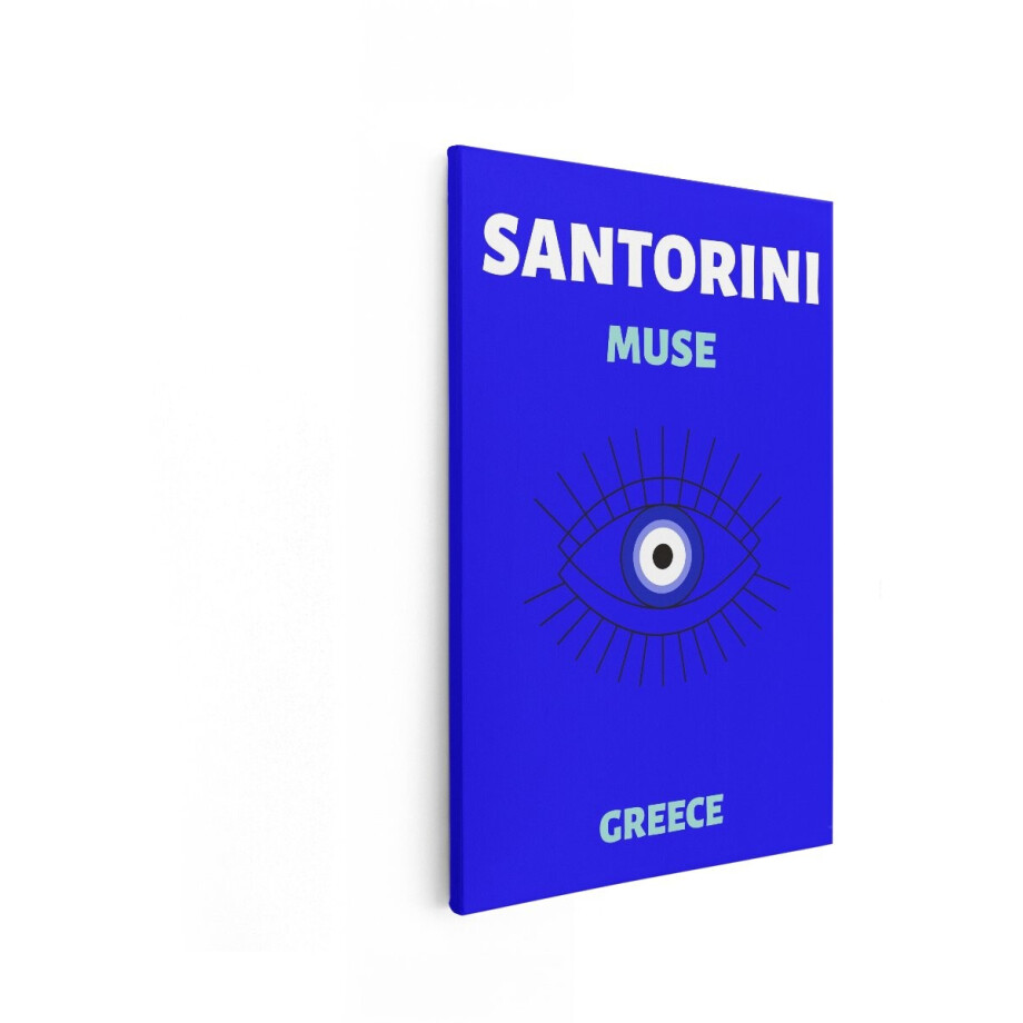 Artaza Canvas Schilderij Santorini Muze Griekenland Boosoogsymbool Grafisch Ontwerp - 40x60 cm - Wanddecoratie Woonkamer - Schilderijen - Muurdecoratie afbeelding 1