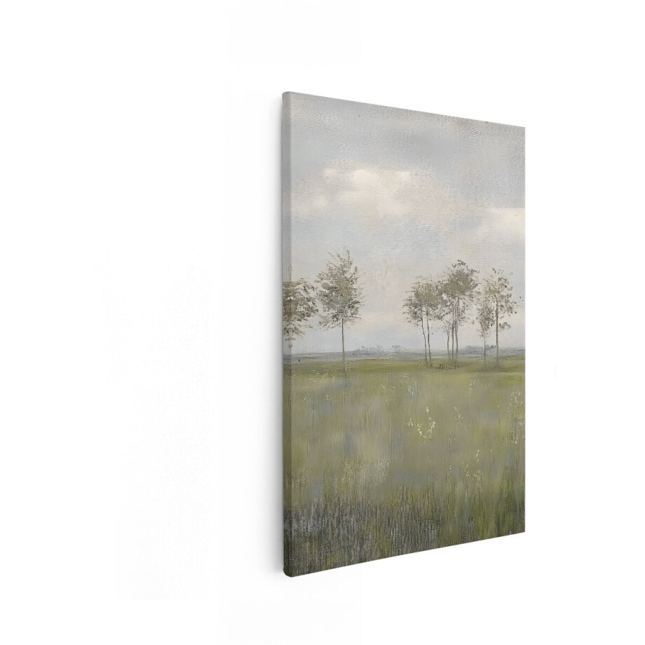 Artaza Canvas Schilderij Landschap - 60x90 cm - Wanddecoratie Natuur - Muurdecoratie Landelijk - Decoratie Bomen Veld afbeelding 1