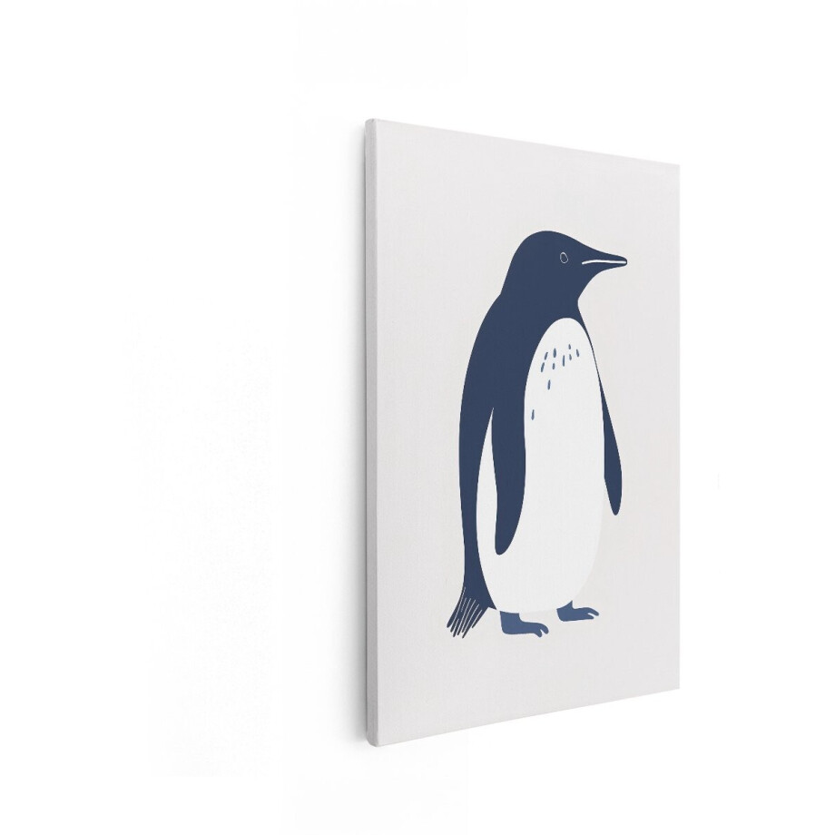 Artaza Canvas Schilderij Pinguïn - 40x60 cm - Wanddecoratie Kinderkamer - Muurdecoratie Dieren - Decoratie Babykamer - Blauw afbeelding 1