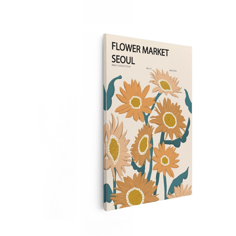 Artaza Canvas Schilderij Bloemenmarkt Poster met Abstracte Bloemen en Tekst in Seoul - 60x90 cm - Wanddecoratie Woonkamer - Schilderijen - Muurdecoratie Artaza Canvas Schilderij Bloemenmarkt Poster met Abstracte Bloemen en Tekst in Seoul - 60x90 cm - Wanddecoratie Woonkamer - Schilderijen - Muurdecoratie afbeelding 1