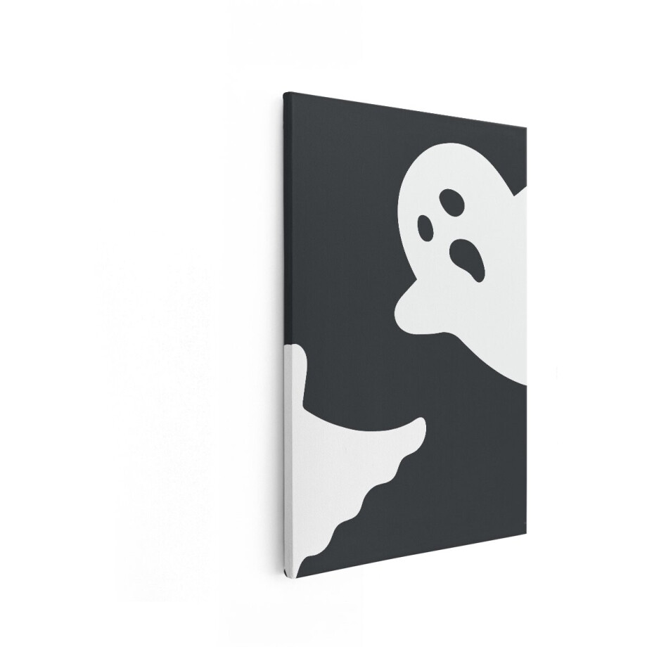 Artaza Canvas Schilderij Spook - 80x120 cm - Wanddecoratie Zwart Wit - Muurdecoratie Halloween - Decoratie Minimalistisch afbeelding 1