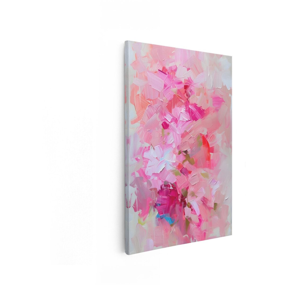 Artaza Canvas Schilderij Abstract - 40x60 cm - Wanddecoratie Bloemen - Muurdecoratie Roze - Decoratie Kleurrijk - Schilderijen Op Canvas afbeelding 1
