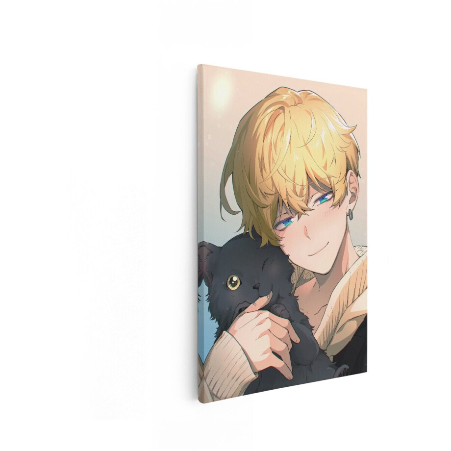 Artaza Canvas Schilderij Anime Jongen - 40x60 cm - Wanddecoratie Zwarte Kat - Muurdecoratie Portret - Decoratie Slaapkamer Artaza Canvas Schilderij Anime Jongen - 40x60 cm - Wanddecoratie Zwarte Kat - Muurdecoratie Portret - Decoratie Slaapkamer afbeelding 1