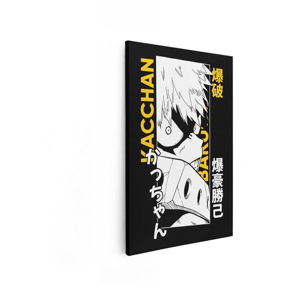 Artaza Canvas Schilderij Bakugo - 80x120 cm - Wanddecoratie Anime Poster - Muurdecoratie My Hero Academia - Decoratie Zwart Wit Jongenskamer afbeelding 1