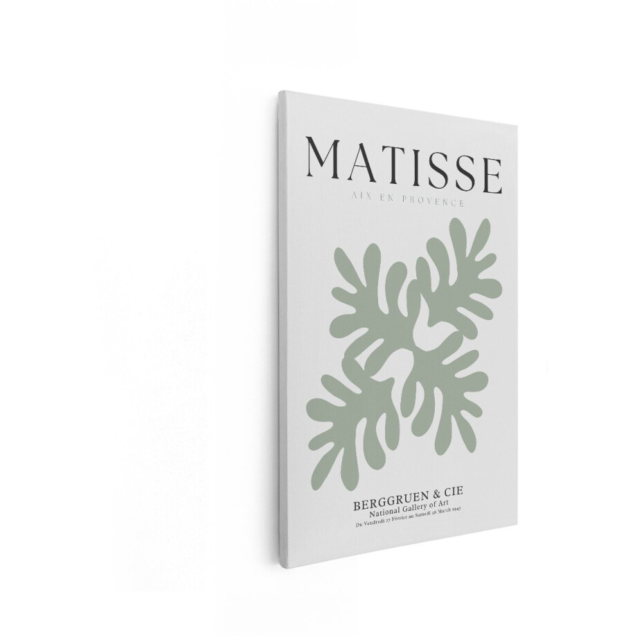 Artaza Canvas Schilderij Abstract Matisse - 80x120 cm - Wanddecoratie Tentoonstellingsposter - Muurdecoratie Groen - Decoratie Plantenvormen afbeelding 1