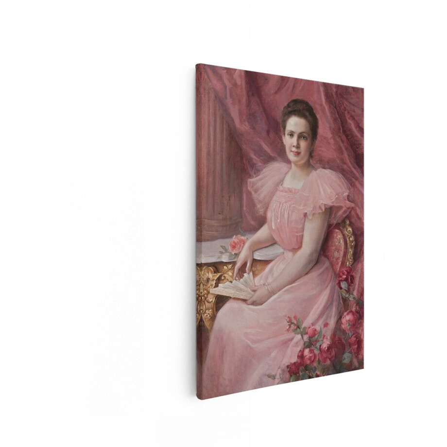 Artaza Canvas Schilderij Vrouw - 60x90 cm - Wanddecoratie Roze Jurk - Muurdecoratie Romantisch - Decoratie Rozen Waaier - Klassiek Artaza Canvas Schilderij Vrouw - 60x90 cm - Wanddecoratie Roze Jurk - Muurdecoratie Romantisch - Decoratie Rozen Waaier - Klassiek afbeelding 1