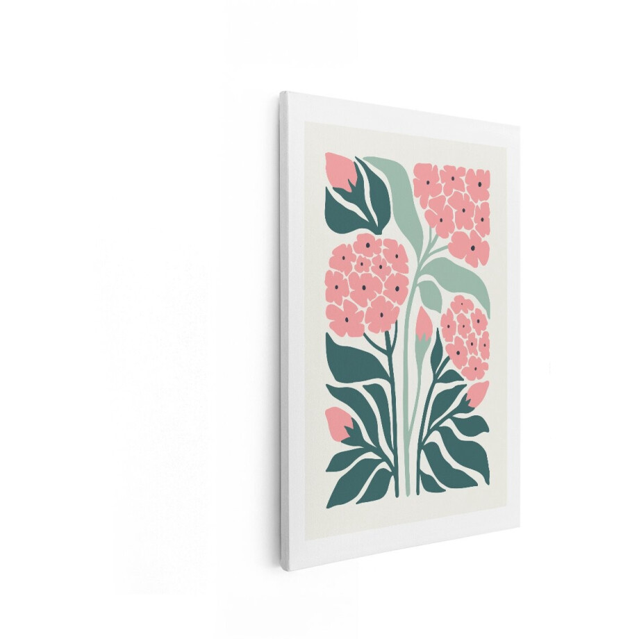 Artaza Canvas Schilderij Bloemen - 80x120 cm - Abstract Wanddecoratie - Muurdecoratie Boho - Decoratie Woonkamer - Roze afbeelding 1