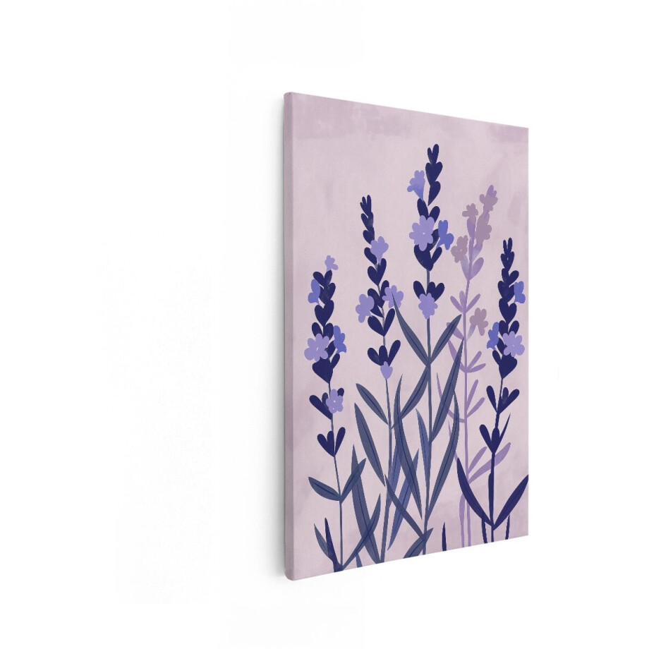 Artaza Canvas Schilderij Lavendel - 40x60 cm - Wanddecoratie Bloemen - Muurdecoratie Boho - Decoratie Slaapkamer - Paars afbeelding 1