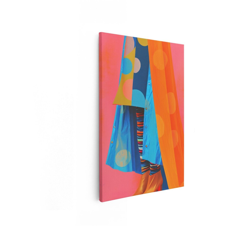 Artaza Canvas Schilderij Vrolijke Mode met Felle Kleuren en Geometrische Patronen - 80x120 cm - Groot - Wanddecoratie Woonkamer - Schilderijen - Muurdecoratie afbeelding 1