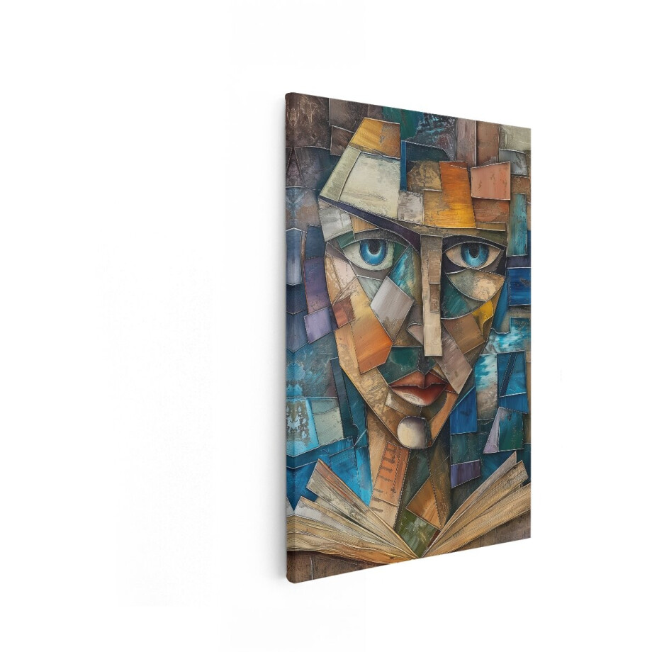 Artaza Canvas Schilderij Abstract Vrouw - 80x120 cm - Wanddecoratie Kubistisch Portret - Muurdecoratie Modern - Picasso Stijl Kleurrijk afbeelding 1