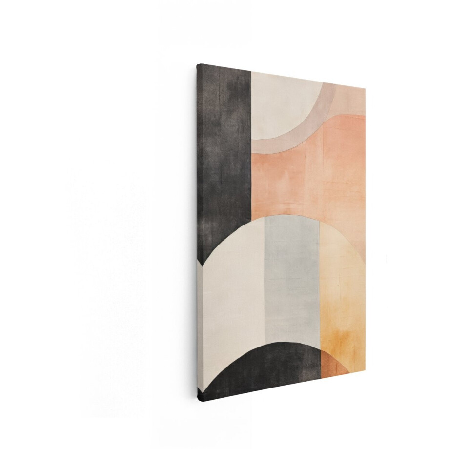 Artaza Canvas Schilderij Abstract Geometrische Vormen met Zachte Pastelkleuren en Textuur - 60x90 cm - Wanddecoratie Woonkamer - Schilderijen - Muurdecoratie afbeelding 1