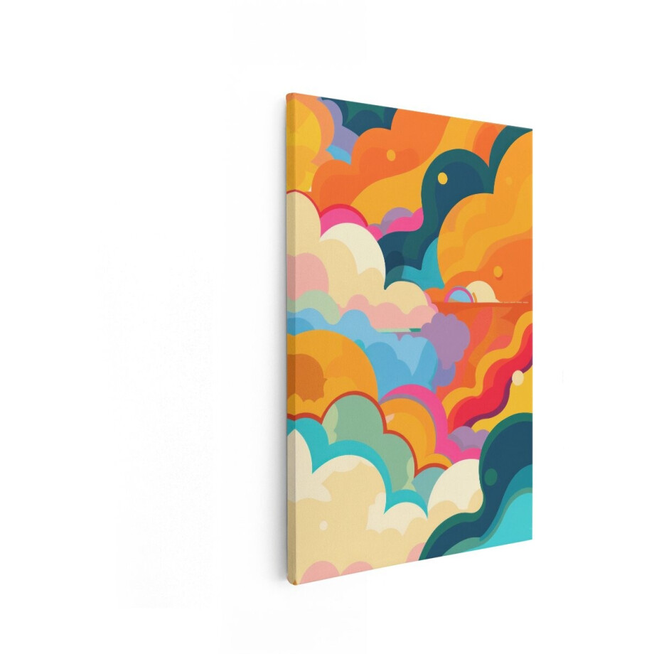Artaza Canvas Schilderij Abstracte Levendige Wolkenlucht met Retro Kleurenpalet en Golvende Vormen - 80x120 cm - Groot - Wanddecoratie Woonkamer - Schilderijen - Muurdecoratie Artaza Canvas Schilderij Abstracte Levendige Wolkenlucht met Retro Kleurenpalet en Golvende Vormen - 80x120 cm - Groot - Wanddecoratie Woonkamer - Schilderijen - Muurdecoratie afbeelding 1