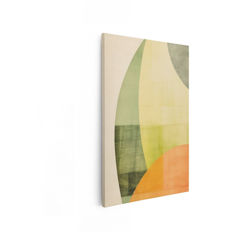 Artaza Canvas Schilderij Abstracte Geometrische Vormen met Zachte Pastelkleuren en Textuur - 60x90 cm - Wanddecoratie Woonkamer - Schilderijen - Muurdecoratie afbeelding 1