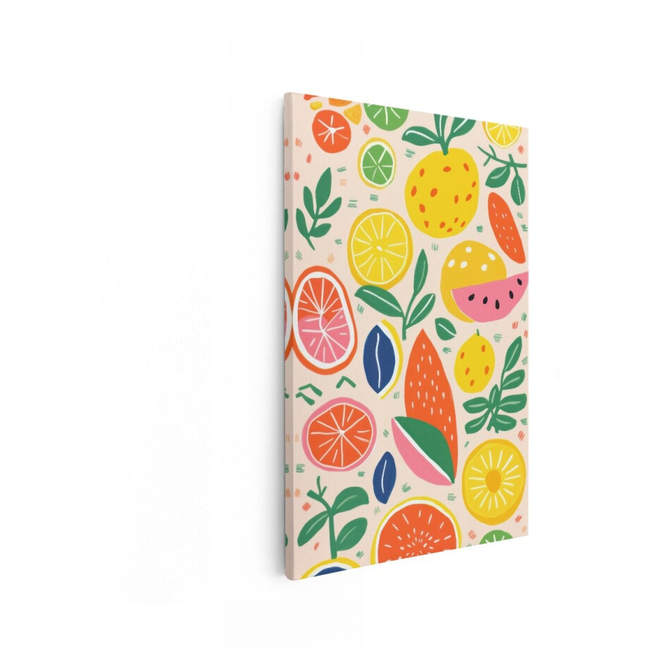 Artaza Canvas Schilderij Fruit - 60x90 cm - Wanddecoratie Keuken - Muurdecoratie Kleurrijk - Decoratie Ananas Citrus afbeelding 1