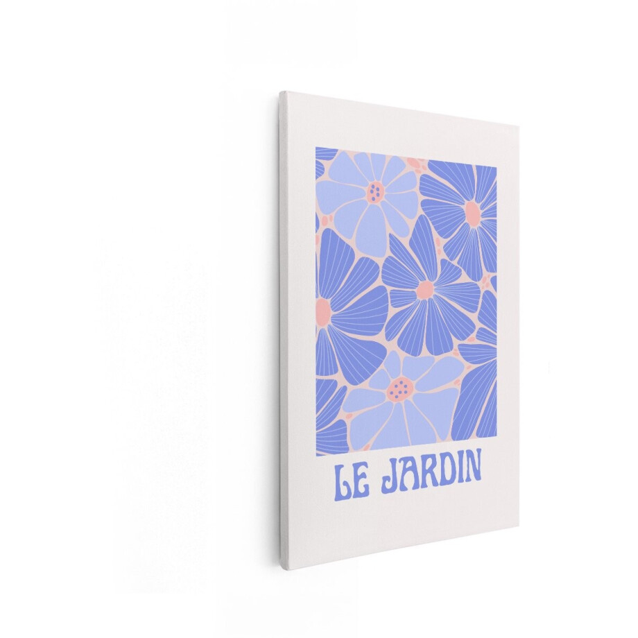 Artaza Canvas Schilderij Abstract Bloemenpatroon in Pastelkleuren met Franse Tekst - 80x120 cm - Groot - Wanddecoratie Woonkamer - Schilderijen - Muurdecoratie afbeelding 1