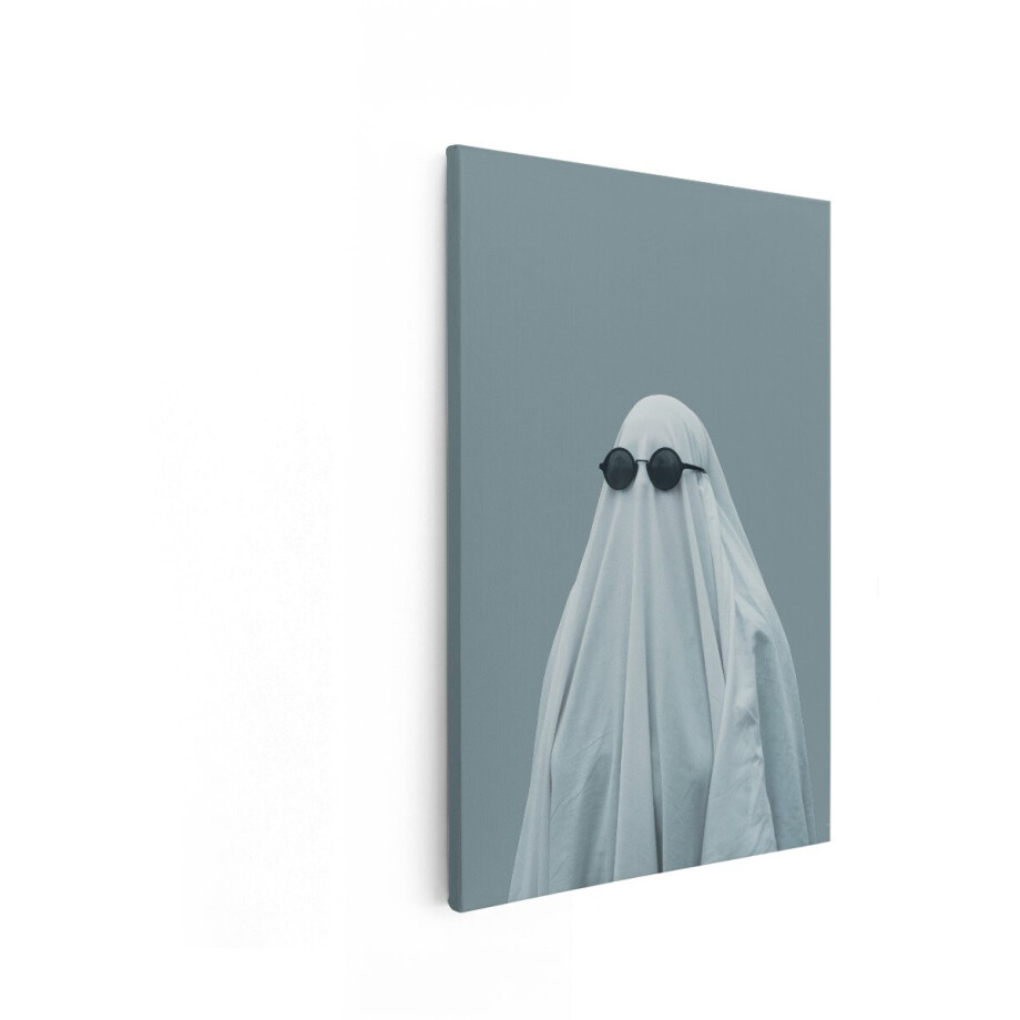 Artaza Canvas Schilderij Grappige Geest met Zonnebril op een Effen Achtergrond - 80x120 cm - Groot - Wanddecoratie Woonkamer - Schilderijen - Muurdecoratie afbeelding 1