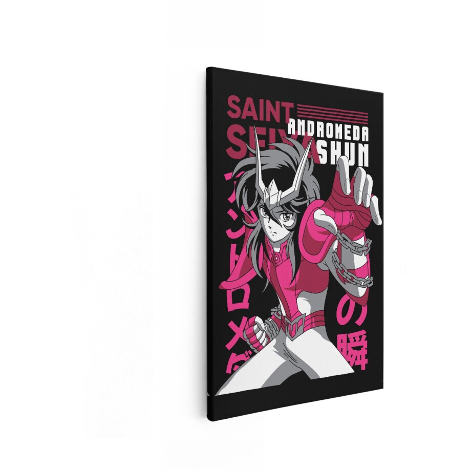Artaza Canvas Schilderij Anime Saint Seiya Andromeda Shun - 40x60 cm - Wanddecoratie Slaapkamer - Muurdecoratie Japan - Decoratie Roze Zwart afbeelding 1