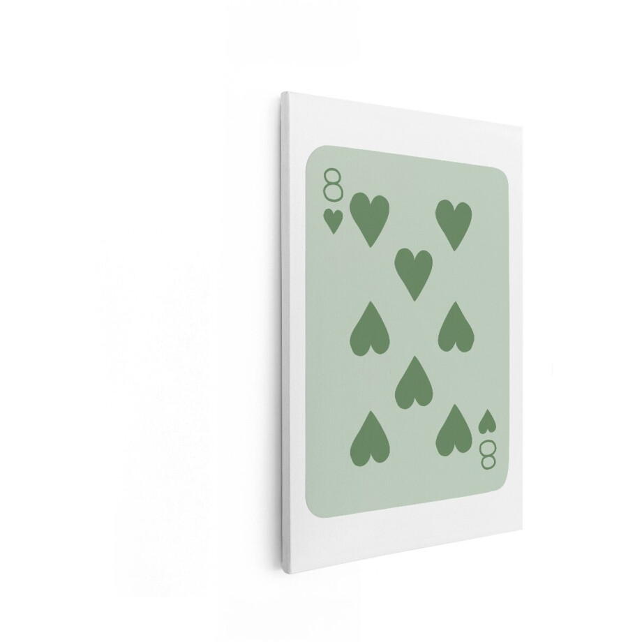 Artaza Canvas Schilderij Speelkaart Harten - 40x60 cm - Wanddecoratie Minimalistisch - Muurdecoratie Groen - Decoratie Woonkamer - Schilderijen Op Canvas afbeelding 1