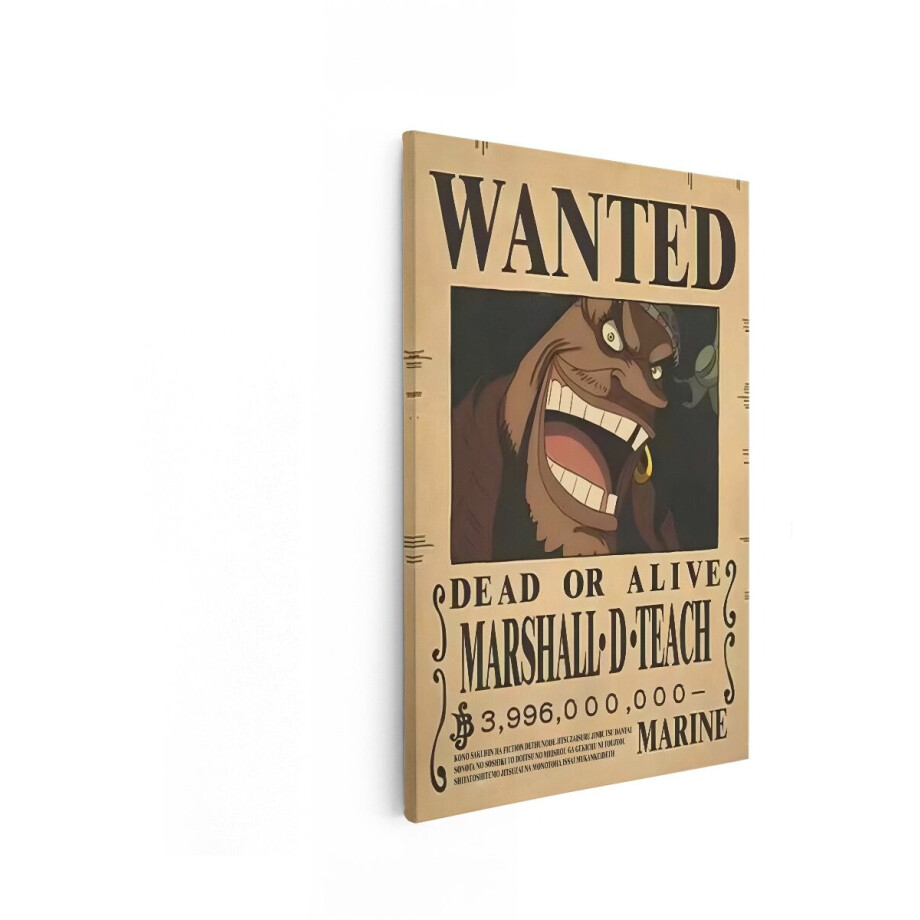 Artaza Canvas Schilderij Blackbeard One Piece - 20x30 cm - Wanddecoratie Wanted Poster Piraat - Muurdecoratie Anime - Kamer Accessoires afbeelding 1