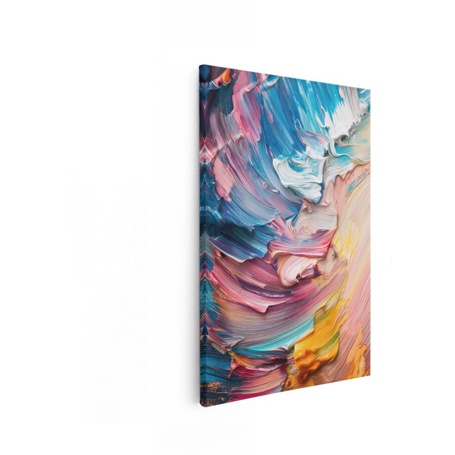 Artaza Canvas Schilderij Abstracte Textuur van Dikke Olieverf met Levendige Kleuren en Zichtbare Penseelstreken - 40x60 cm - Wanddecoratie Woonkamer - Schilderijen - Muurdecoratie afbeelding 1