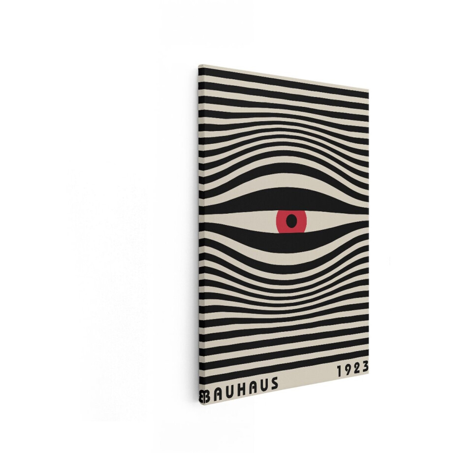 Artaza Canvas Schilderij Abstract Oog - 20x30 cm - Wanddecoratie Bauhaus 1923 - Muurdecoratie Geometrisch - Schilderijen Op Canvas Zwart Wit afbeelding 1