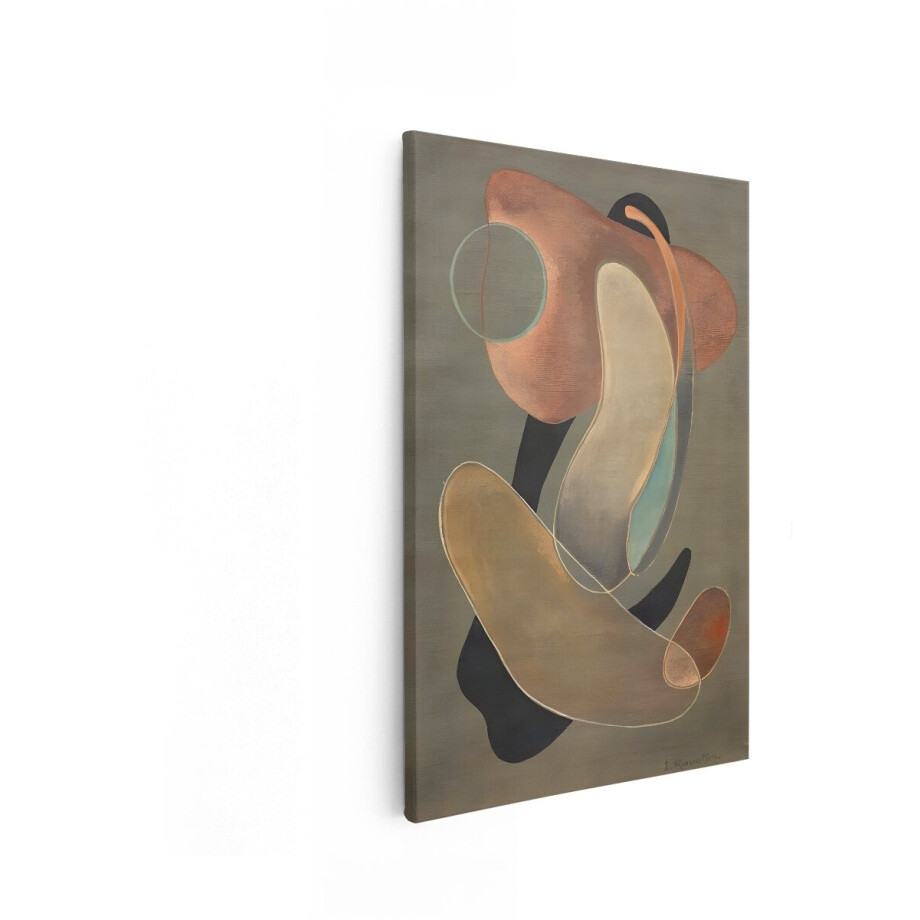 Artaza Canvas Schilderij Abstracte Organische Vormen met Zachte Kleuren en Vloeiende Lijnen - 20x30 cm - Klein - Wanddecoratie Woonkamer - Schilderijen - Muurdecoratie afbeelding 1