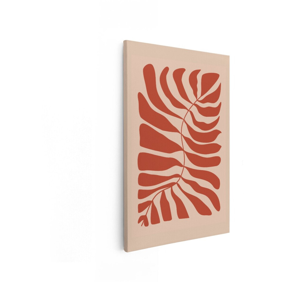 Artaza Canvas Schilderij Abstract - 20x30 cm - Boho Wanddecoratie Plant - Muurdecoratie Terracotta - Schilderijen Op Canvas afbeelding 1