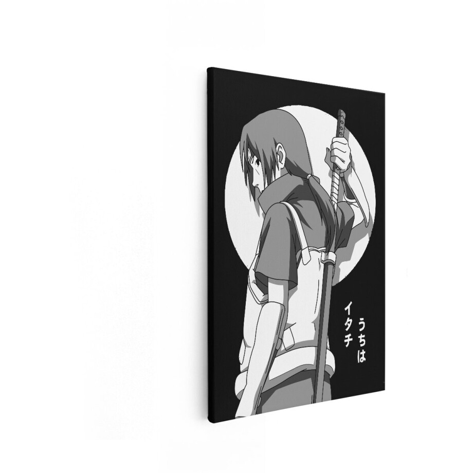 Artaza Canvas Schilderij Itachi Uchiha - 80x120 cm - Wanddecoratie Anime - Muurdecoratie Naruto - Schilderijen Zwart Wit - Kamer Accessoires afbeelding 1