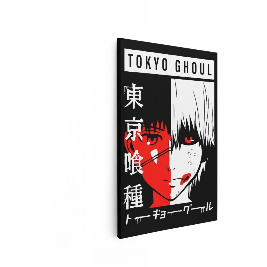 Artaza Canvas Schilderij Tokyo Ghoul - 80x120 cm - Anime Wanddecoratie Ken Kaneki - Muurdecoratie Zwart Wit - Slaapkamer Decoratie afbeelding 1