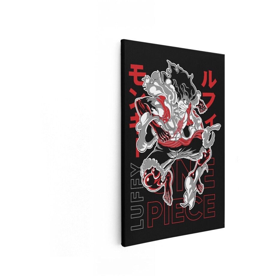 Artaza Canvas Schilderij Monkey D. Luffy in Gear 5Th-Vorm Uit One Piece - Dynamische Actiepose - 60x90 cm - Wanddecoratie Woonkamer - Schilderijen - Muurdecoratie afbeelding 1