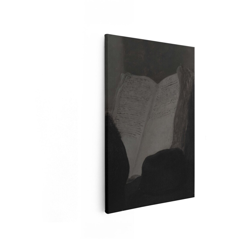 Artaza Canvas Schilderij Oude Open Bijbel met Handschrift - Belicht door een Onzichtbare Lichtbron - 60x90 cm - Wanddecoratie Woonkamer - Schilderijen - Muurdecoratie afbeelding 1