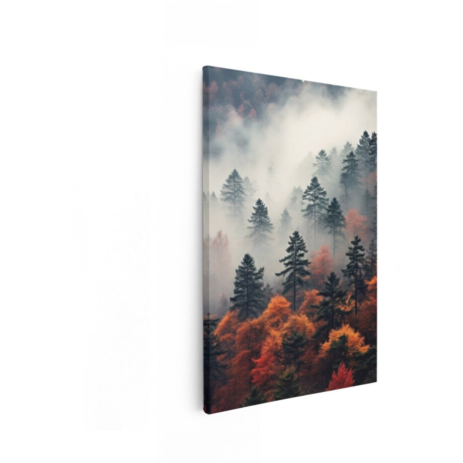 Artaza Canvas Schilderij Mistige Herfstbos met Gloeiende Oranje Bladeren en Donkere Dennenbomen - 20x30 cm - Klein - Wanddecoratie Woonkamer - Schilderijen - Muurdecoratie Artaza Canvas Schilderij Mistige Herfstbos met Gloeiende Oranje Bladeren en Donkere Dennenbomen - 20x30 cm - Klein - Wanddecoratie Woonkamer - Schilderijen - Muurdecoratie afbeelding 1