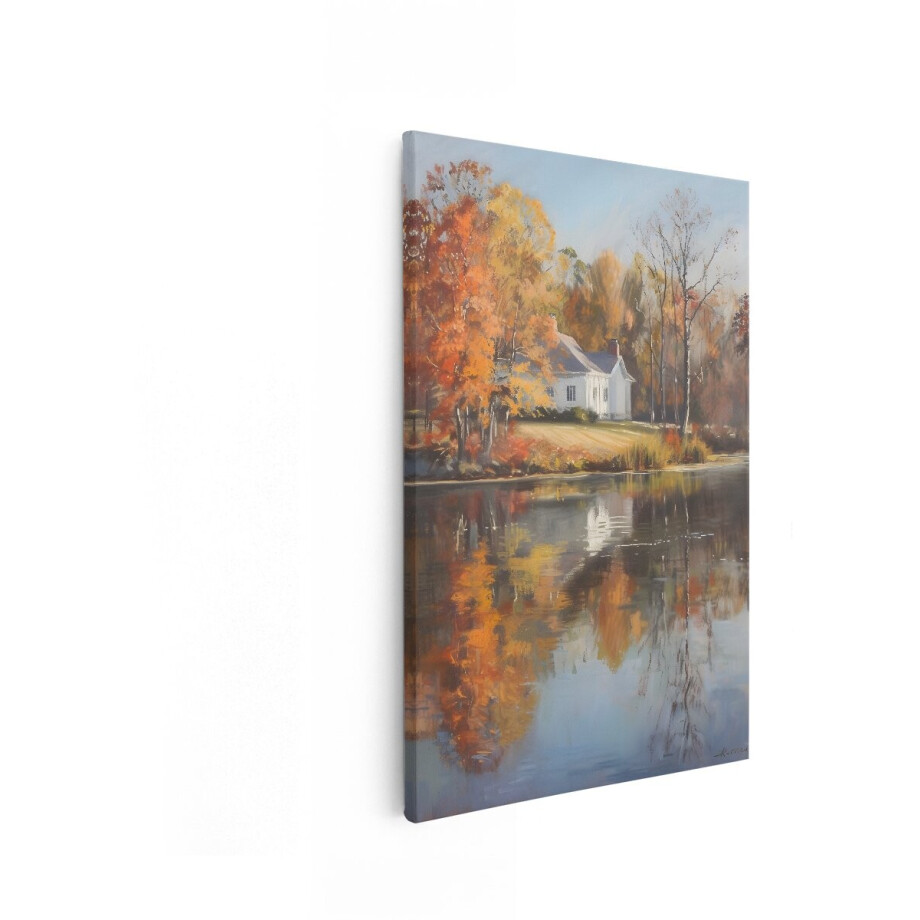 Artaza Canvas Schilderij Natuur Landschap - 20x30 cm - Wanddecoratie Herfstbomen - Muurdecoratie Woonkamer - Schilderijen Op Canvas Landelijk afbeelding 1