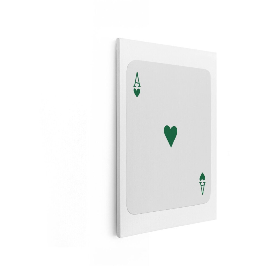Artaza Canvas Schilderij Enkele Groene Klaver Aas Speelkaart op Witte Achtergrond - 40x60 cm - Wanddecoratie Woonkamer - Schilderijen - Muurdecoratie afbeelding 1