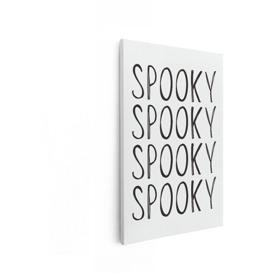 Artaza Canvas Schilderij Vier Keer het Woord 'Spooky' in Handgeschreven Letters op een Witte Achtergrond - 20x30 cm - Klein - Wanddecoratie Woonkamer - Schilderijen - Muurdecoratie afbeelding 1