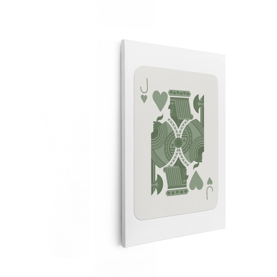 Artaza Canvas Schilderij Moderne Speelkaart met Groene Klaver Aas en Koning - 20x30 cm - Klein - Wanddecoratie Woonkamer - Schilderijen - Muurdecoratie afbeelding 1