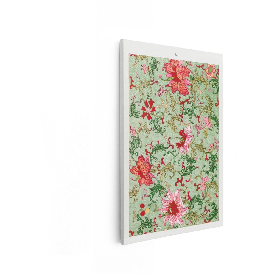 Artaza Canvas Schilderij Bloemen Schilderij - 20x30 cm - Wanddecoratie Vintage Bloempatroon - Muurdecoratie Brocante - Schilderijen Op Canvas afbeelding 1