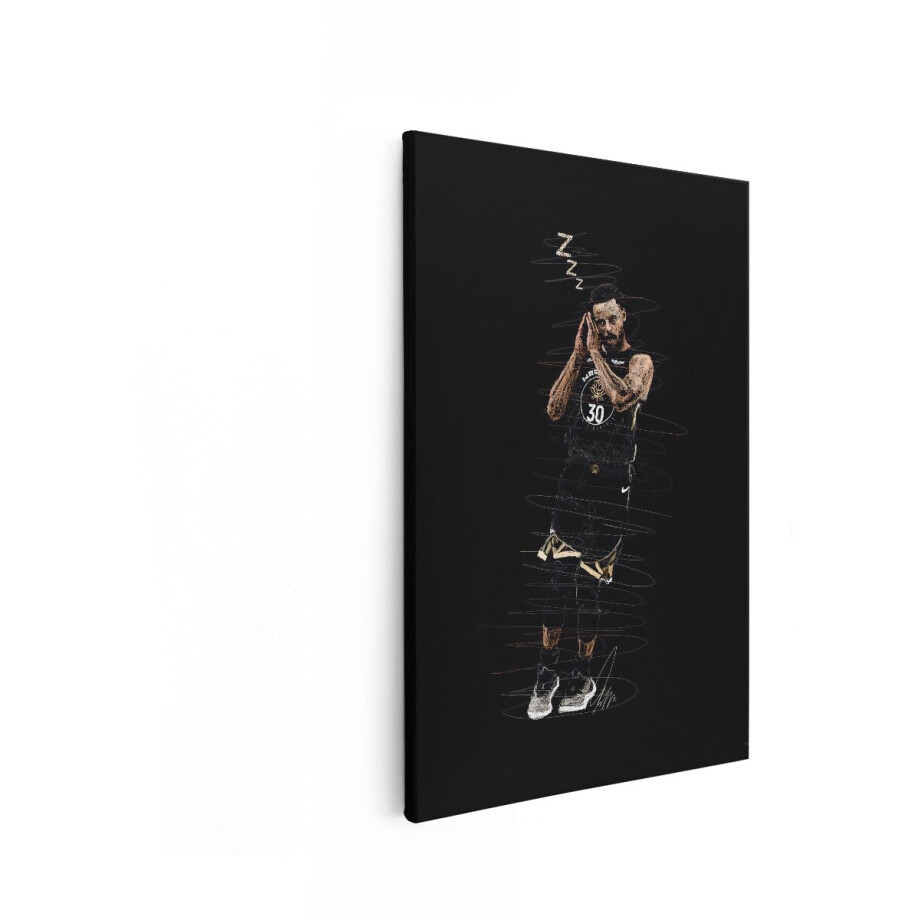 Artaza Canvas Schilderij Stephen Curry Slaapt na een Overwinning - met 'Zzz' boven Zijn Hoofd - 80x120 cm - Groot - Wanddecoratie Woonkamer - Schilderijen - Muurdecoratie afbeelding 1