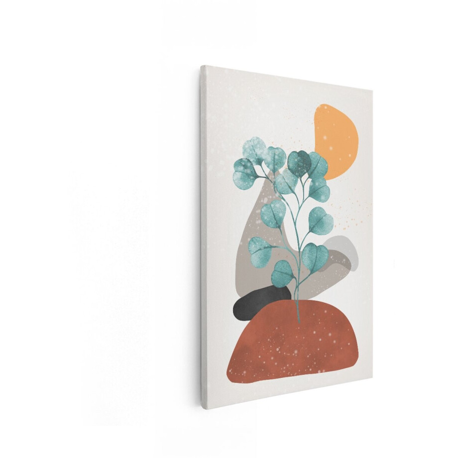 Artaza Canvas Schilderij Abstract - 80x120 cm - Wanddecoratie Eucalyptus - Muurdecoratie Boho - Decoratie Geometrisch Modern afbeelding 1