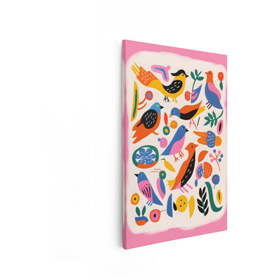 Artaza Canvas Schilderij Vogels - 60x90 cm - Wanddecoratie Kinderkamer - Muurdecoratie Abstract - Decoratie Bloemen - Kleurrijk Artaza Canvas Schilderij Vogels - 60x90 cm - Wanddecoratie Kinderkamer - Muurdecoratie Abstract - Decoratie Bloemen - Kleurrijk afbeelding 1